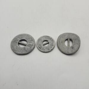 Lot of 3 Vintage Handmade Unglazed Ceramic Buttons Curved Slotted Sew Through